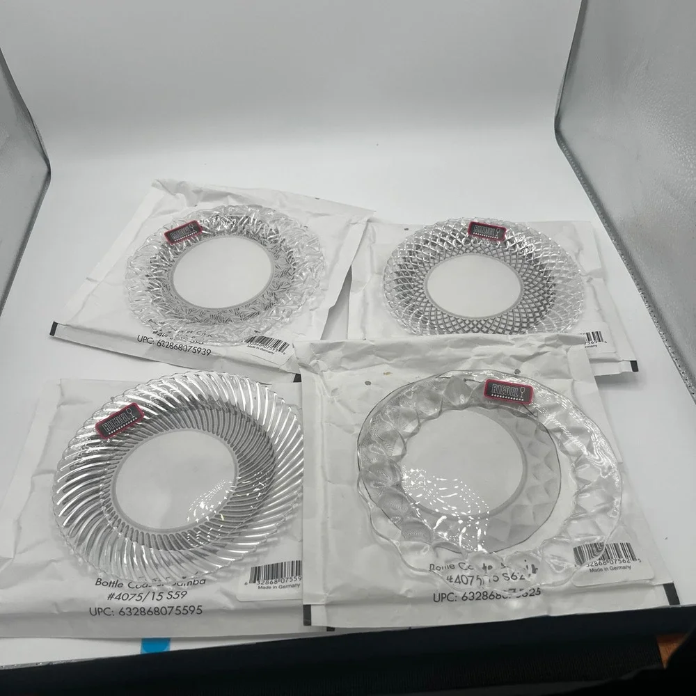 Riedel Crystal Bottle Coaster Set of 4 Samba Rumba Boogie Chaos 4075/15 Germany